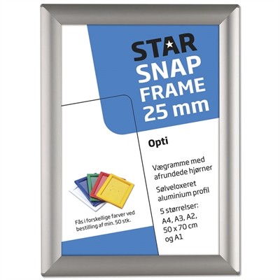 Opti Klapprahmen mit 25mm Aluminiumprofil, silber – 50 x 70 cm